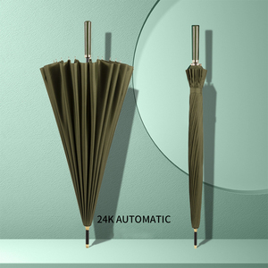 Luxury High Quality Wholesale Durable Waterproof Windproof Semi-<b>Automatic</b> Open Leather Handle Custom Straight <b>Umbrella</b> With Logo - Product Image 1