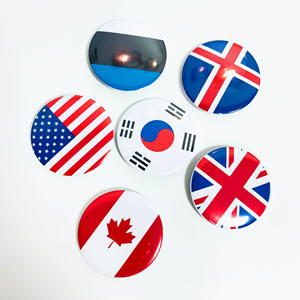 Insignia de metal de hojalata redonda personalizada de 58mm, insignia decorativa de bandera nacional en stock - Product Image 4