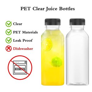 Botella de zumo de agua desechable personalizada, botella de plástico para bebidas con tapas de etiqueta blanca, botella de bebida transparente - Product Image 3