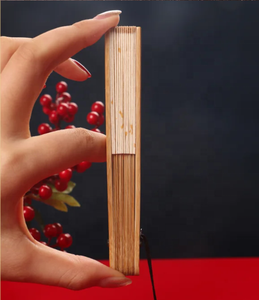 Chinois rouge Mini japonais pliable ventilateur de poche bambou bricolage décoration de mariage pour enfants cadeau d'affaires - Product Image 6