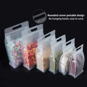Sacs en plastique transparents avec poignée, fermeture éclair, <span class=keywords><strong>grande</strong></span> poche portable transparente, sac à fond plat pour aliments, biscuits - Product Image 4