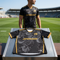 Großhandel Maßgeschneiderte Fußballtrikots Sublimationsdruck Gelb-Schwarzes Chinesisches Drachen-Design Fußballtrikot