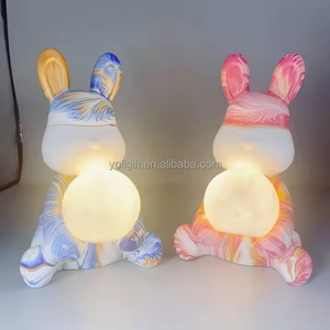 Resina blanca embrión fluido elefante de la suerte creativo DIY hecho a mano pintado a mano elefante molde al por mayor luz nocturna conejo niños - Product Image 6