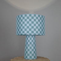 Lampe de table moderne en tissu à carreaux bleus avec base d'ampoule E14 et alimentation électrique Outil d'étude de lecture simple à domicile