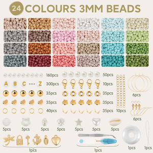 ลูกปัดเม็ดเล็ก ลูกปัดตัวอักษร ชุดทำเครื่องประดับ DIY สร้อยข้อมือ สร้อยคอ อุปกรณ์เสริม ดินโพลิเมอร์ อุปกรณ์ร้อยลูกปัด 12000 ชิ้น - Product Image 2