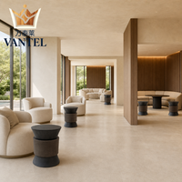 Table d'appoint moderne pour hôtel, table ronde personnalisée avec base en bois sculpté pour les projets de hall d'entrée, de salon et de villa