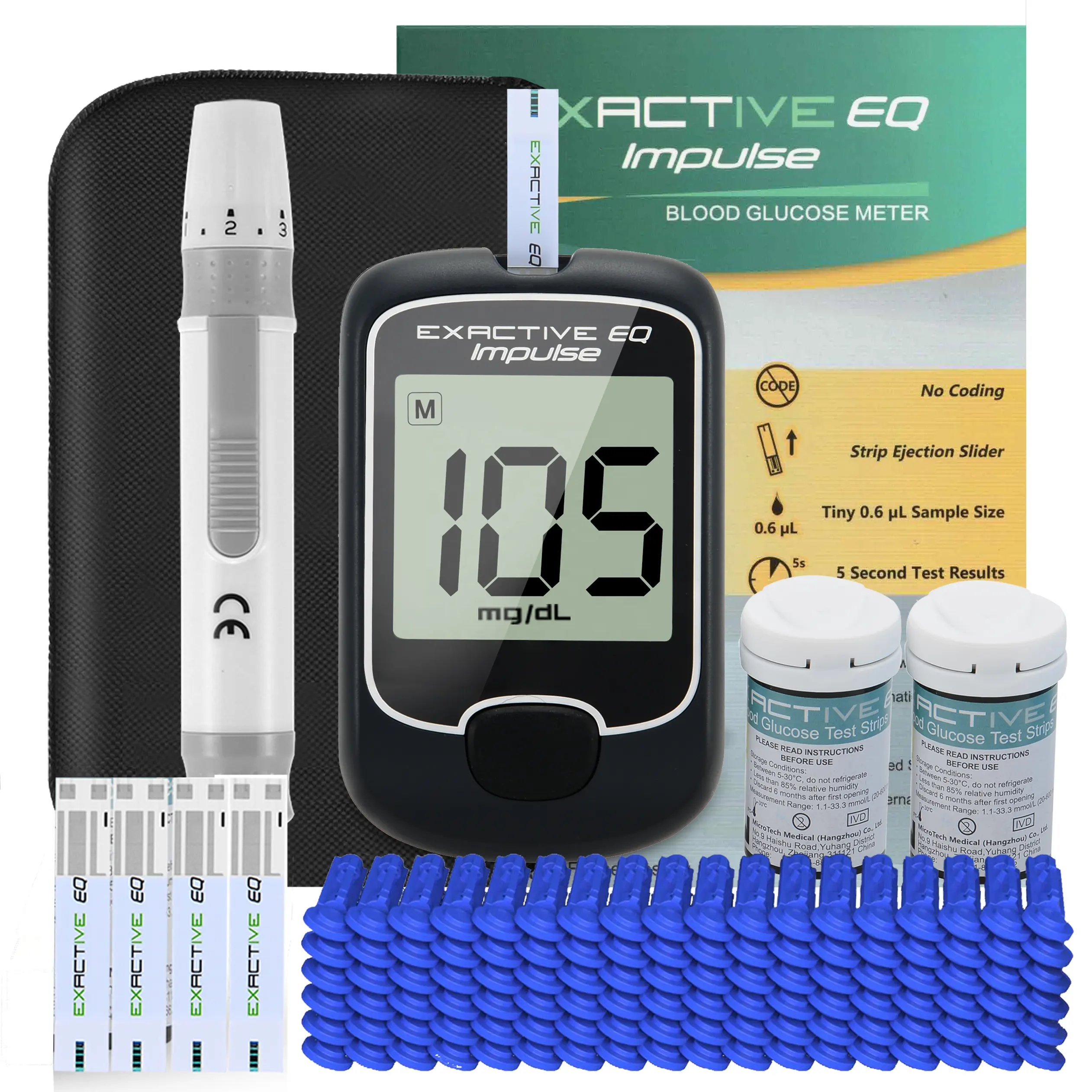 Exactive EQ impules glucose meter glucometro blood sugar monitor glucometer machine blood glucose meter with diabetic test strip