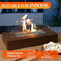 Brasero de table portable effet bois, mini foyer de bureau rectangulaire à éthanol avec appareil à S'mores, vente en gros