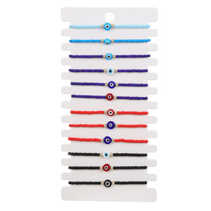 Wholesale Boho 12 Pcs Colorful Tukish Handmade Braided Strings Good Luck Blue Eyes Rice <b>Beaded</b> <b>Bracelets</b> - Product Image 4