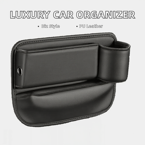 Luxury Business Style Car Seat Organizer PU Leather Storage Box Cup Holder Universal Side Pocket Filler Interior Kit - Product Image 2