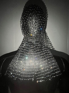 Pañuelo de malla hueca con diamantes de imitación brillante, estilo europeo y americano, fiesta, club nocturno, Festival de música, accesorios esenciales para el cabello - Product Image 5