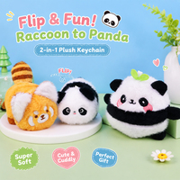 Porte-clés en peluche créatif : Raton laveur transformé en panda, breloque pour sac à dos, sac d'école, jouet, poupée, petit cadeau