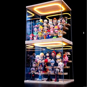 Exhibidor de Acrílico Transparente de Alta Gama, Personalizado, de 3 Niveles, con Iluminación LED, para Figuras de Juguete y Modelos Modernos - Product Image 1