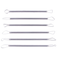Ensemble de 6 outils de sculpture en argile, couteau de découpe pour poterie, couteau de façonnage d'argile à double tête, tige pour tour à poterie