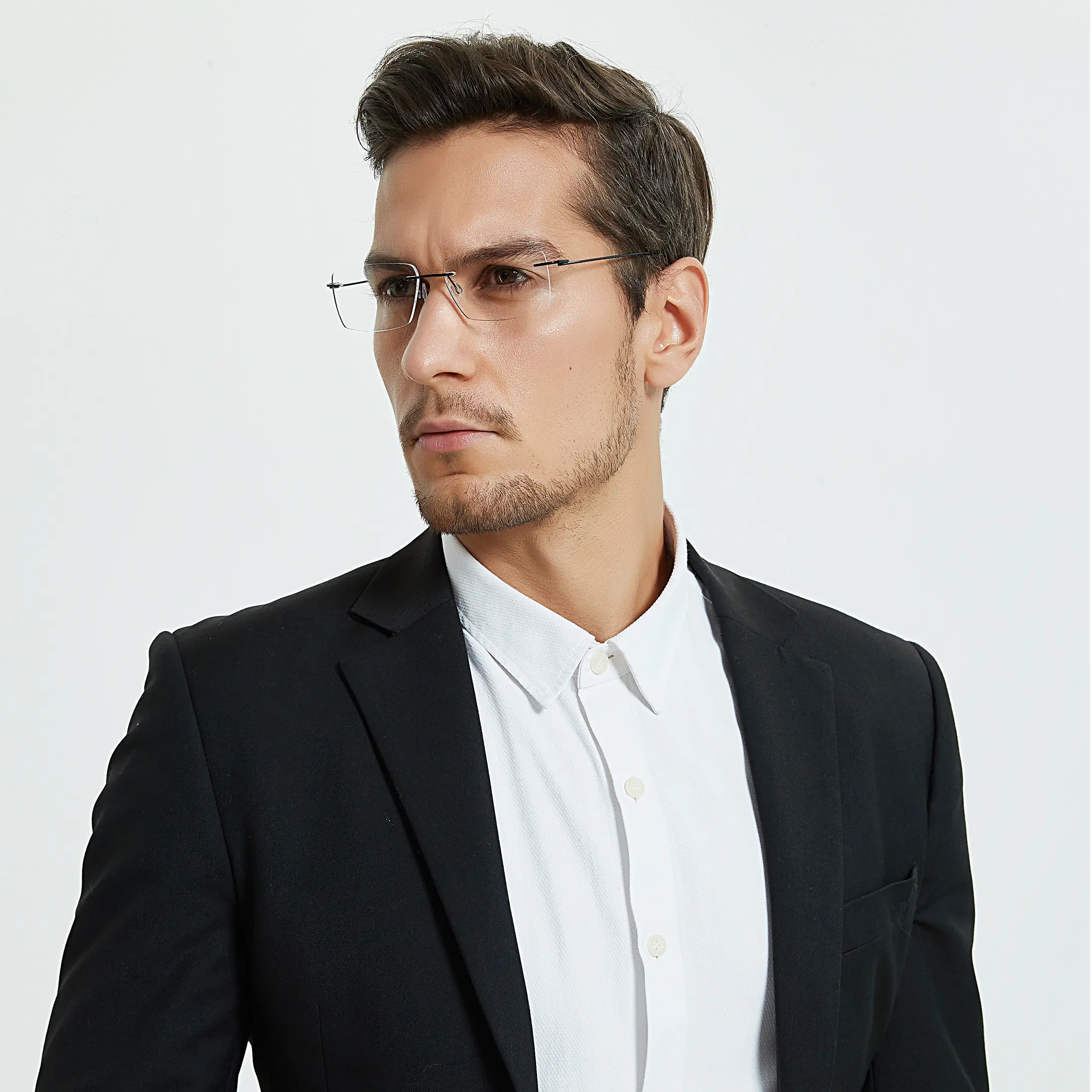 High Quality Customized Rectangle Rimless Titanium Optical Frame Glasses Eyewear Eyeglasses For Business Men And Women