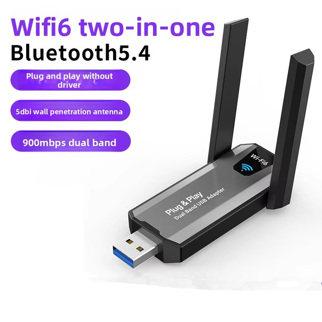 900Mbps USB3.0 Wifi6 BT5.4 Wireless Network Card 2.4G/5.8Ghz Support MU-MIMO Desktop PC Receiver Transmitter Wifi Adapter Dongle