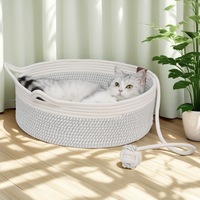Lit pour chat en corde de coton, tressé à la main, nid pour animaux de compagnie, maison pour chat en rotin, panier respirant pour petits chiens et chats, fournitures pour animaux de compagnie lavables