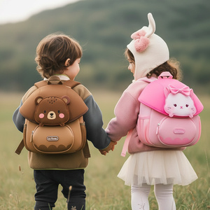 Lion Rabbit <strong>Brown</strong> Bear Pattern Neoprene Kids <strong>Backpack</strong> Children's Schoolbag for Ages 3-6 Cartoon-Style Double-Shoulder Design - Product Image 4