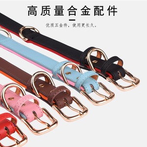 ปลอกคอสัตว์เลี้ยงหนัง PU สีตัดกัน ห่วงรูปตัว D สองห่วง ขนาดกลาง สำหรับสุนัข - Product Image 3