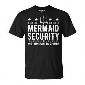 Camiseta Mermaid Security negra con cuello redondo y manga corta para hombre, regalo divertido para papá - Product Image 2