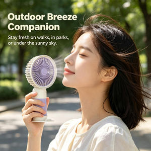 Mini ventilateur portable 2 en 1, support de téléphone de bureau, rechargeable par USB, silencieux, rose, kaki, violet, cadeau rafraîchissant pour l'été - Product Image 2