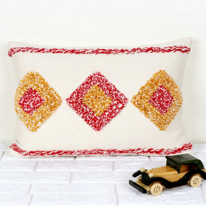 Hand Tufted Texture Boho Ivory and Yellow Fringe Cushion Cover Handmade Decorative <b>Pillow</b> Case for <b>Sofa</b> Bedroom Living Room Home - Product Image 1