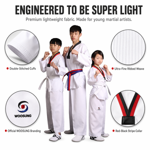 Woosung Unisex <span class=keywords><strong>WTF</strong></span> Dobok Kinder und Erwachsene Taekwondo Anzug Traditionelle Taekwondo Uniform - Product Image 3