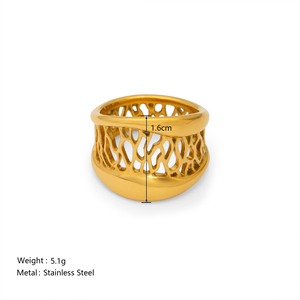 Anillo atrapasueños minimalista de acero inoxidable N & S para mujer, Joyería Moderna de banda hueca de moda chapada en oro de 18 quilates - Product Image 5