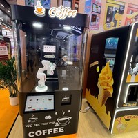Machine à café robotisée W200-S avec bras robotique Barista, prend en charge les paiements NV9, changeur de monnaie C6100, carte de crédit, DIY Latte Art, Kiosque à café