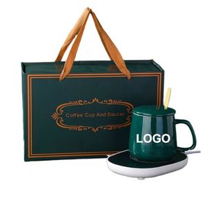 Xxz766 Ensemble de tasses à café en céramique de porcelaine blanche de luxe de style européen pour couple, boîte cadeau, chauffe-tasse - Product Image 1