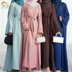Nouveauté, <span class=keywords><strong>vêtements</strong></span> de style musulman traditionnel, 10 couleurs, <span class=keywords><strong>vêtements</strong></span> arabes, ensemble de 2 pièces, ouverture sur le devant, robe noire pour femmes de Dubaï, abaya - Product Image 1
