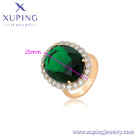 14R2361301 Bijoux Xuping Vente en gros Bague pour femme en plaqué or 18 carats avec grande pierre verte