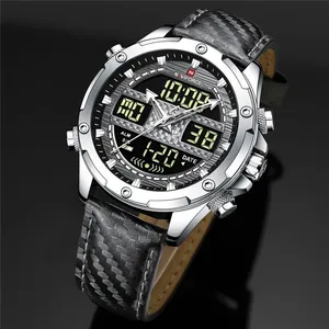 New NAVIFORCE Top Brand Luxury Men Watch Military Sport Genuine Leather Waterproof Man Wristwatch Quartz Digital Male Clock 9194