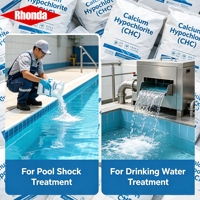 RHONDA CHC Hypochlorite de Calcium 65% 70% Chlore Disponible en Poudre et Granulés à Dissolution Rapide pour Traitement de l'Eau des Piscines