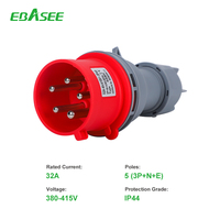 EBASEE ou personnalisé 5pin 125 Amp 3 p 3 Phase Mâle Femelle Ip67 32a 400v 4p 63 Amp Prise Industrielle