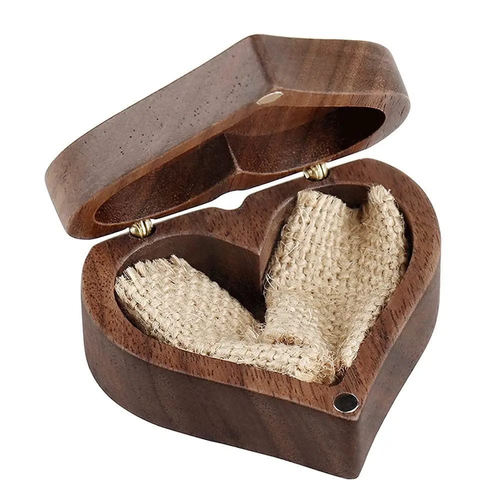 กล่องเครื่องประดับแหวนรักทำจากไม้แข็งแรง,กล่องรูปทรงหัวใจทำจากไม้ของขวัญวันเกิดงานแต่งงานข้อเสนอแต่งงาน