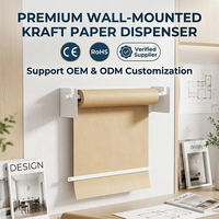 Distributeur de rouleaux de papier kraft en métal JH-Mech, construction entièrement métallique, rotation fluide, cadre ouvert, base fine, barre de coupe