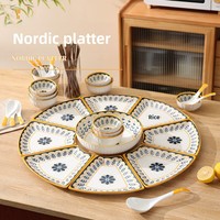 Ensemble de plats et bols en céramique créatifs nordiques, combinaison de vaisselle minimaliste de style européen pour mariage et anniversaire