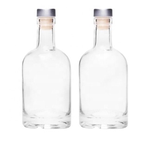 Botellas de Vidrio para Licores, Vodka, Whisky y Alcohol Nocturne Nordic Spirit, 200 ml, 300 ml, 375 ml, Redondas, Reutilizables, con Tapas de Corcho para Envasado - Product Image 1