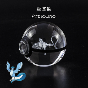 Vente en Gros Usine Populaire Nouveau Design Poké Ball en Verre Cristal au Laser Dracaufeu Figurines avec Base LED Lumineuse Tactile - Product Image 4