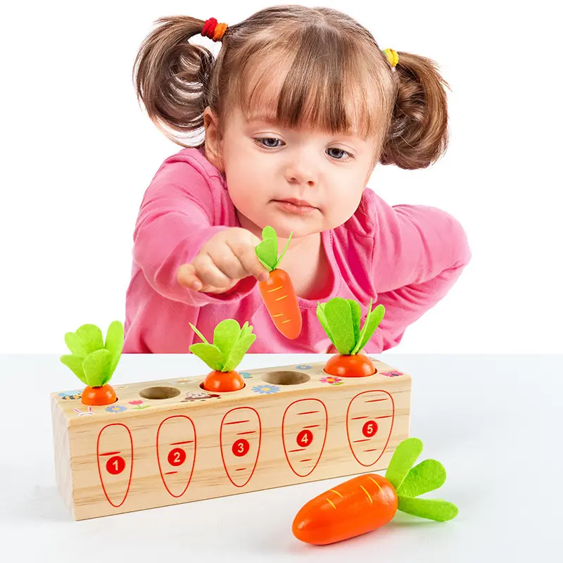 Children Wooden Toys Montessori Learning Numbers Pulling Carrot Game Baby Early Childhood Educational Toys