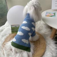 Pull en laine bleu sur mesure pour chien, tricoté à la main, réfléchissant, confortable, hiver, Noël, moderne, simple, personnalisé pour chiens de petite et grande taille