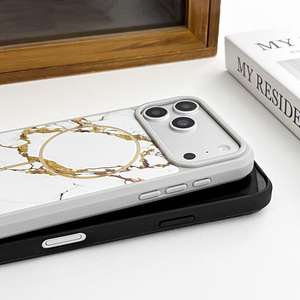 Étui de téléphone 2-en-1 TPU+PC à motif doré de luxe, compatible avec la charge sans fil, étanche, magnétique, anti-traces de doigts - Product Image 4