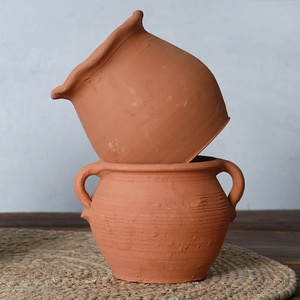 Grand pot de jardin rond en terre cuite avec poignées - Product Image 4