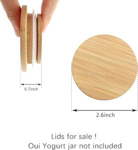 Couvercles de pots de yaourt Yukmin en bois de bambou naturel avec bagues d'étanchéité en silicone et étiquette de bouteille de yaourt, pour pots de yaourt Oui de 5 oz - Product Image 2