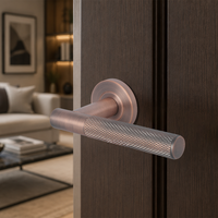 Poignée de porte moletée en cuivre antique conforme ISO9001, en acier inoxydable, pour porte en bois, chambre et hôtel, vente en gros