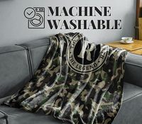 Cadeau pour la Journée des Vétérans, couverture en flanelle camouflage personnalisée avec initiales, cadeau idéal pour un anniversaire, Noël, les fêtes