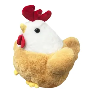 Dekorasi peternakan lucu penuh sentuhan lembut hangat pendamping tidur gemuk ayam jantan Plushie dengan merah cockcomb 9 inci ayam Paskah mainan hewan