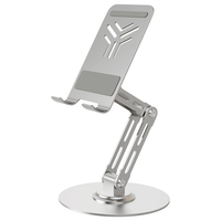Support de téléphone de bureau en alliage Medal Alloy, rotatif à 360°, avec charnière métallique amortissante, support réglable pour téléphones et tablettes de 4 à 16 pouces