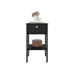 Wenge 1 Drawer Nightstand With Open <b>Shelf</b> Storage <b>Unit</b> Bedroom Furniture - Product Image 3